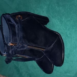 Navy Blue Velvet Booties